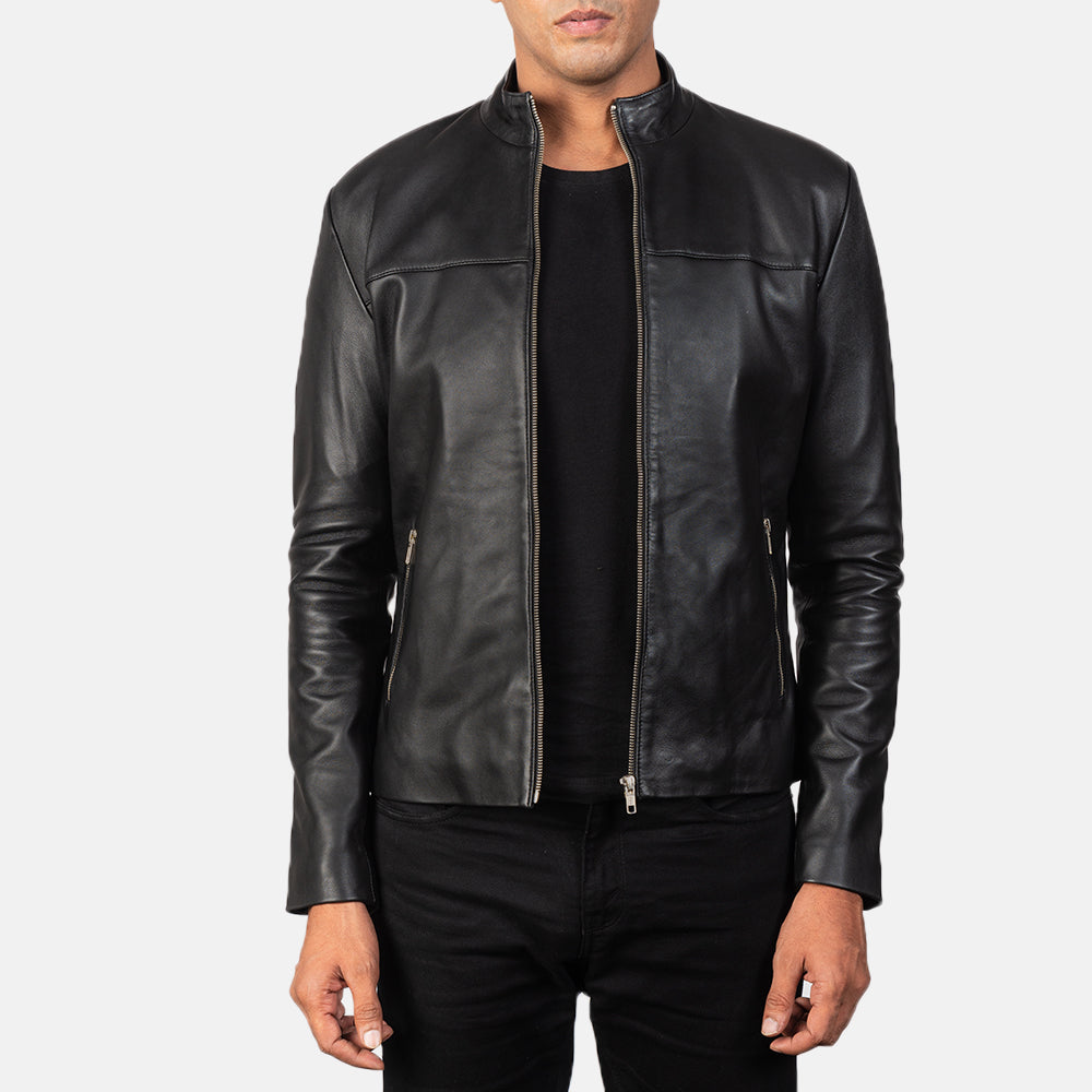 
Adornica 블랙 가죽 라이더 자켓 남성용 in Black Sheepskin Leather - 정면 스타일 및 테일러드 실루엣 | 공식 온라인 스토어 구매