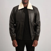 
Airin G-1 브라운 & Cream 가죽 항공 점퍼 봄버 남성용 in Brown Sheepskin Leather - 정면 스타일 및 테일러드 실루엣 | 공식 온라인 스토어 구매