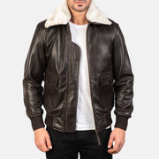 
Airin G-1 브라운 가죽 항공 점퍼 봄버 남성용 in Brown Sheepskin Leather - 정면 스타일 및 테일러드 실루엣 | 공식 온라인 스토어 구매