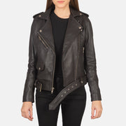Women's Alison 브라운 가죽 라이더 자켓 여성용 in Brown Sheepskin Leather - Front Profile View &amp; Tailored Silhouette | Buy Online