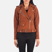 
Alison 브라운 Suede 가죽 라이더 자켓 여성용 in Brown Goatskin Suede - 정면 스타일 및 테일러드 실루엣 | 공식 온라인 스토어 구매