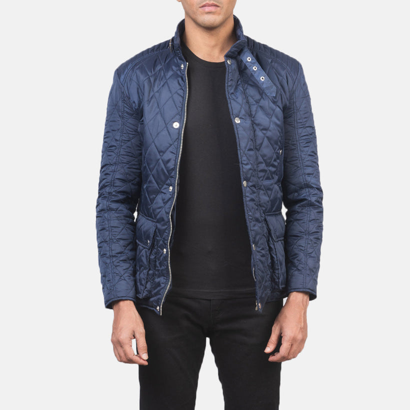 Barry Quilted Blue Windbreaker 가죽 자켓 남성용