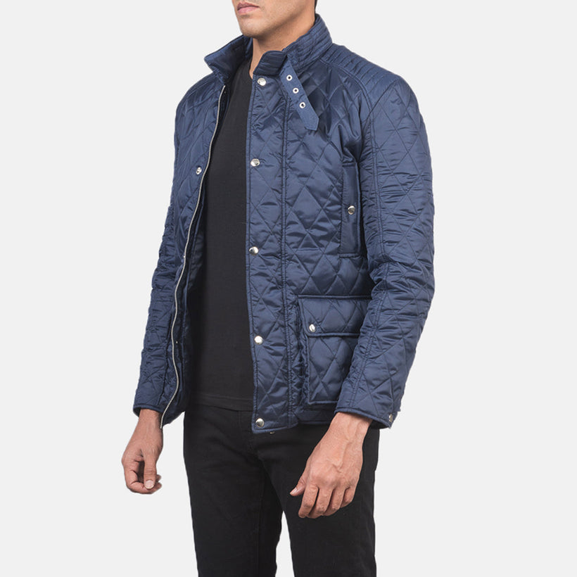 Barry Quilted Blue Windbreaker 가죽 자켓 남성용