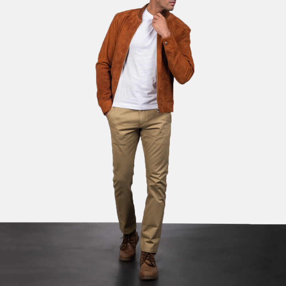 Blain 브라운 가죽 봄버 자켓 남성용 – alternate product view 4