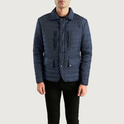 Men's Bo Quilt Windbreaker 가죽 자켓 남성용 - Lateral Side Profile View Showing Sleeve Cut &amp; Athletic Taper Fit