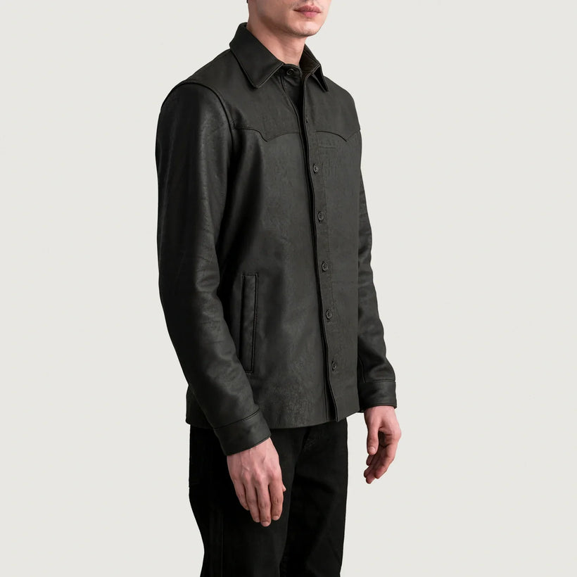 Bronco Tumbled 브라운 Leather Shirt 남성용