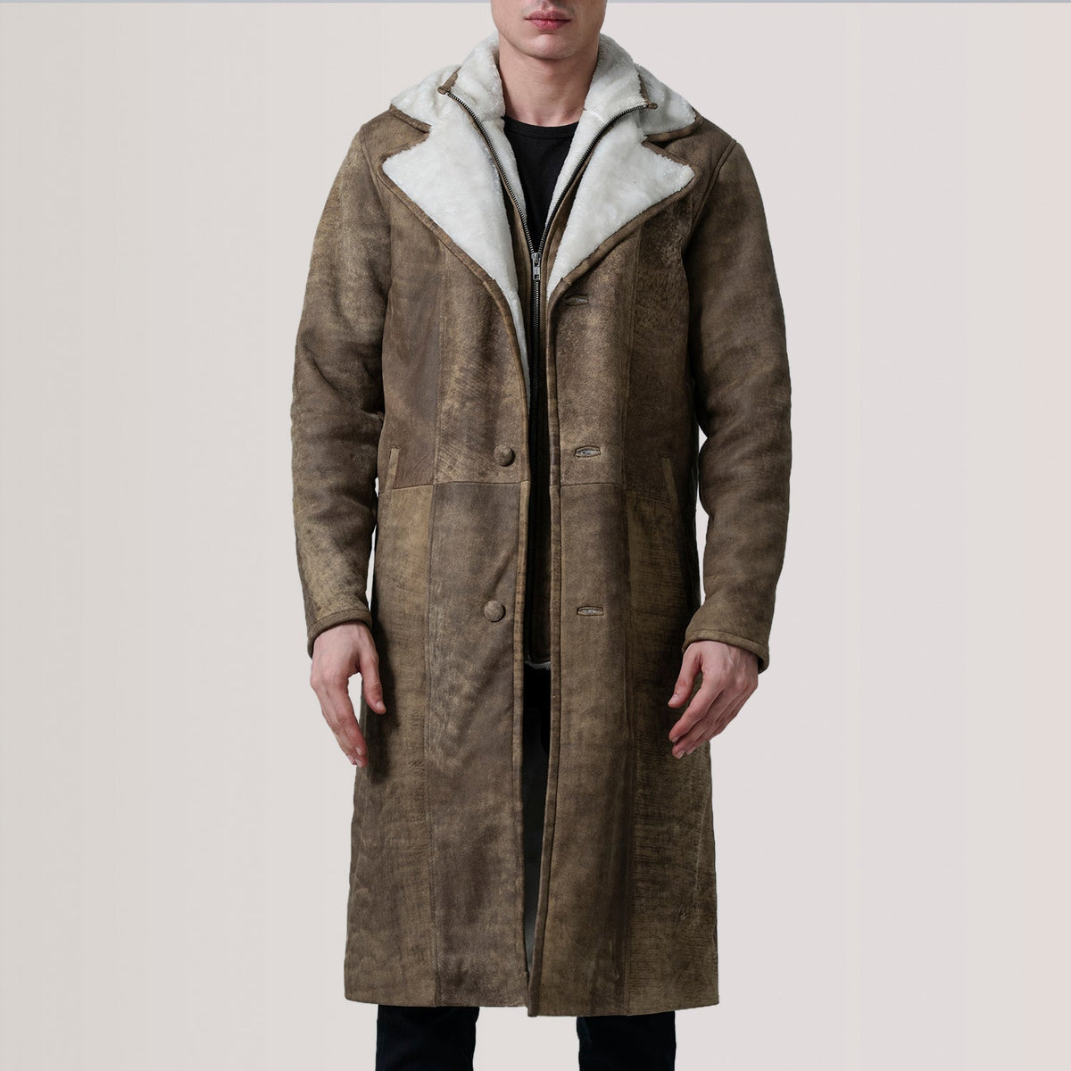 Authentic Sheepskin Snuffed with Snuffed Finish Grain Texture & Heavy-Duty Seam Stitching Detail