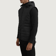 
Black Full-Grain leather Vest - 어깨 라인과 깔끔한 밑단이 돋보이는 뒷면 뷰