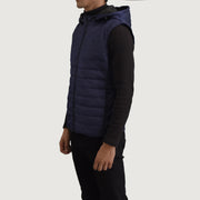 
Blue Full-Grain leather Vest - 어깨 라인과 깔끔한 밑단이 돋보이는 뒷면 뷰