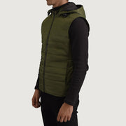 
Green Full-Grain leather Vest - 어깨 라인과 깔끔한 밑단이 돋보이는 뒷면 뷰
