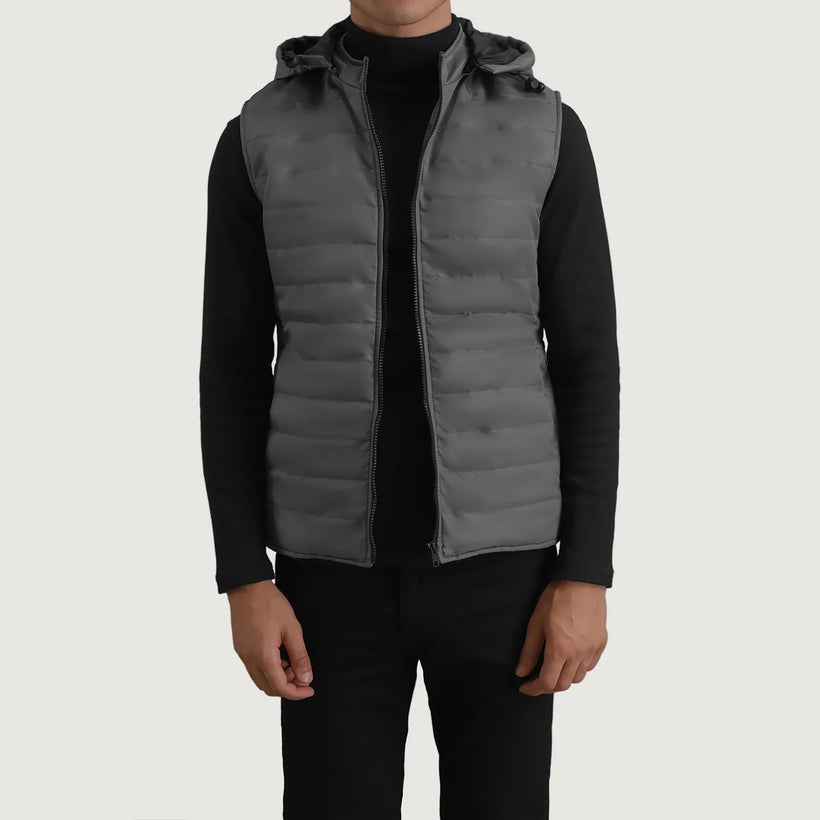 Carlo Grey Hooded Puffer Vest 남성용