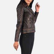 
Vintage Brown Goatskin Leather Biker Jacket - 어깨 라인과 깔끔한 밑단이 돋보이는 뒷면 뷰