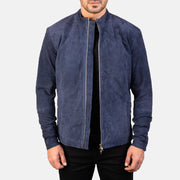
Charcoal Navy 블루 Suede 가죽 라이더 자켓 남성용 in Navy Blue Goatskin Suede - 정면 스타일 및 테일러드 실루엣 | 공식 온라인 스토어 구매