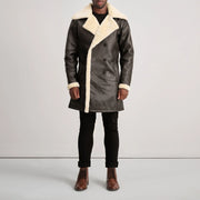 Charles 가죽 롱 코트 브라운 Shearling 가죽 롱 코트 남성용 – alternate product view 3