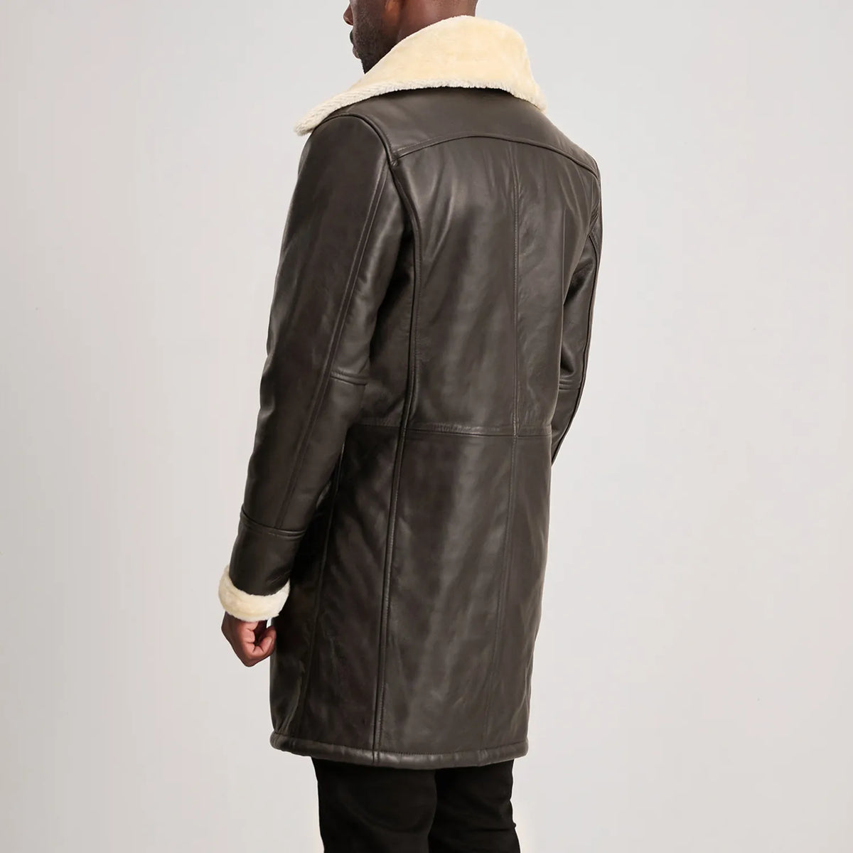 Charles 가죽 롱 코트 브라운 Shearling 가죽 롱 코트 남성용 – alternate product view 5