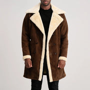 Charles 가죽 롱 코트 브라운 Shearling 가죽 롱 코트 남성용 – alternate product view 1