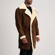 Charles 가죽 롱 코트 브라운 Shearling 가죽 롱 코트 남성용 – alternate product view 2