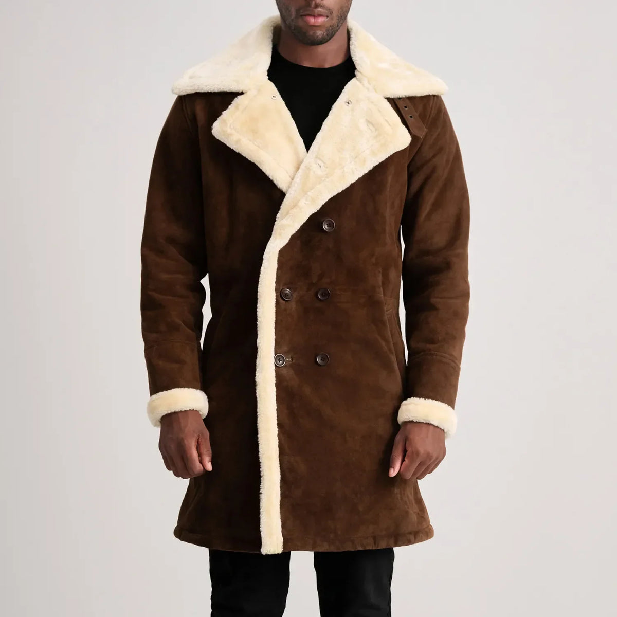 Charles 가죽 롱 코트 브라운 Shearling 가죽 롱 코트 남성용 – alternate product view 4