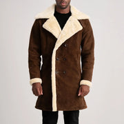 Charles 가죽 롱 코트 브라운 Shearling 가죽 롱 코트 남성용 – alternate product view 4