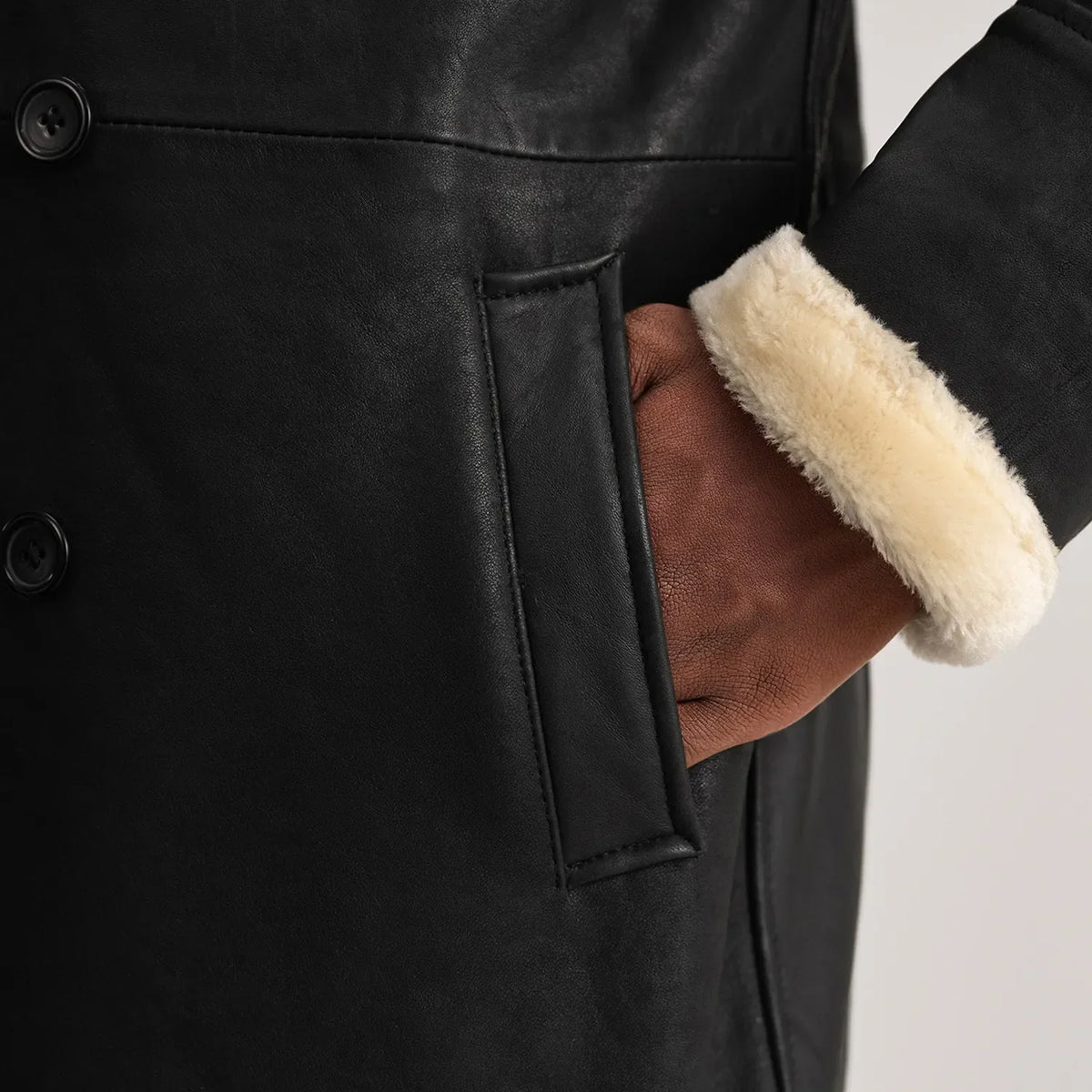 Charles 가죽 롱 코트 브라운 Shearling 가죽 롱 코트 남성용 – alternate product view 6