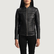 Women's Cityscape 블랙 가죽 라이더 자켓 여성용 in Black Sheepskin Leather - Front Profile View &amp; Tailored Silhouette | Buy Online