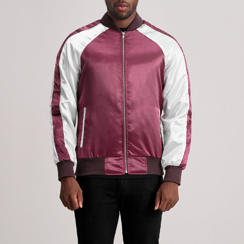 Clarke Maroon Varsity 가죽 자켓 남성용