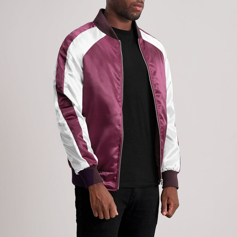 Clarke Maroon Varsity 가죽 자켓 남성용