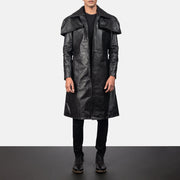 
Classic 블랙 Leather Duster 남성용 in Black Cowhide Leather - 정면 스타일 및 테일러드 실루엣 | 공식 온라인 스토어 구매