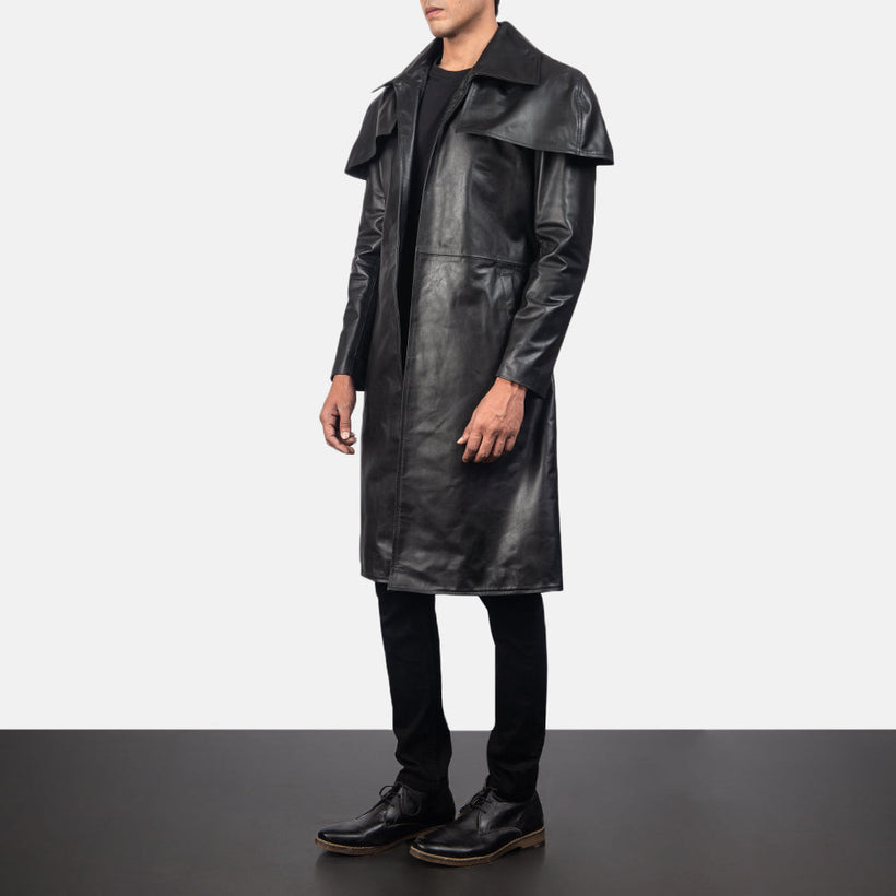 Classic 블랙 Leather Duster 남성용