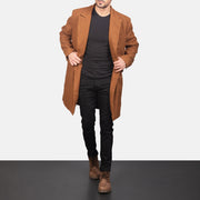 
클로즈업 상세 of Notch & Button Hardware on Claud Khaki Wool Double Breasted Coat