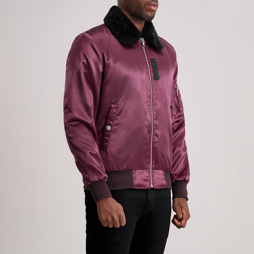 Clyde B-15 Maroon 가죽 봄버 자켓 남성용