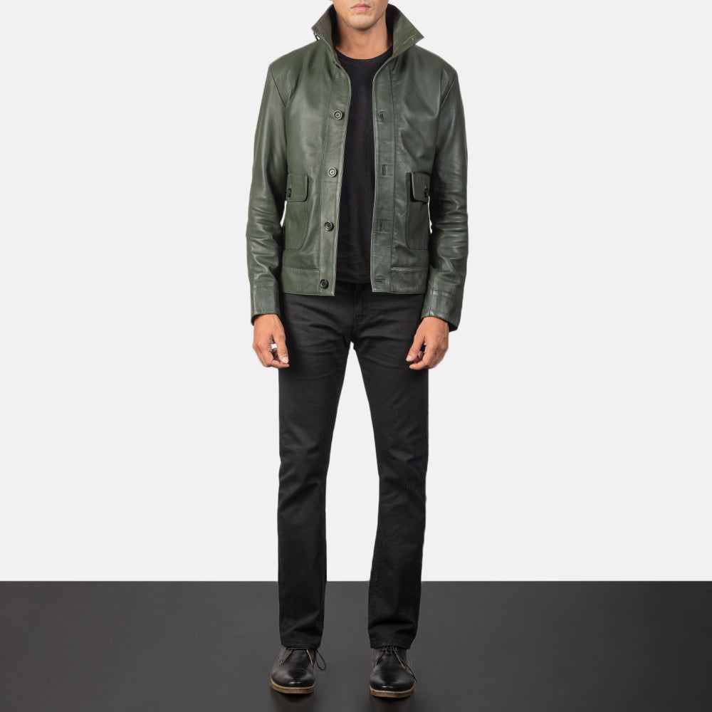 Columbus 가죽 봄버 자켓 남성용 – alternate product view 3