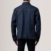 
클로즈업 상세 of Classic Collar & Heavy-Duty Zipper Hardware on Conard Ash Grey Denim Trucker Jacket For Men