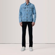 
Light Blue Full-Grain leather Jacket - 어깨 라인과 깔끔한 밑단이 돋보이는 뒷면 뷰