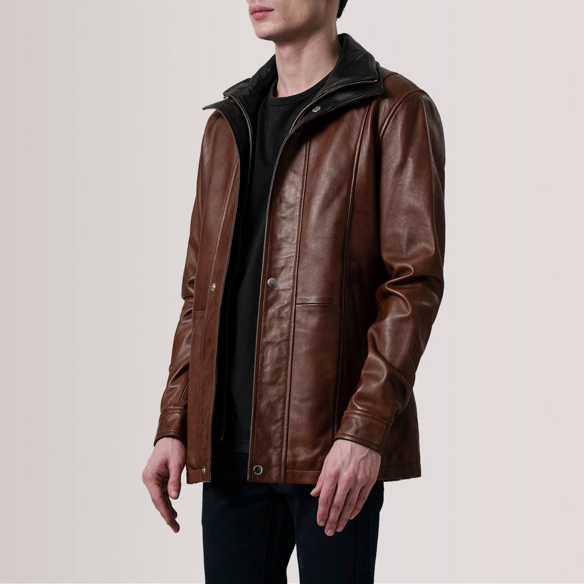 Connor 가죽 롱 코트 남성용 – alternate product view 3