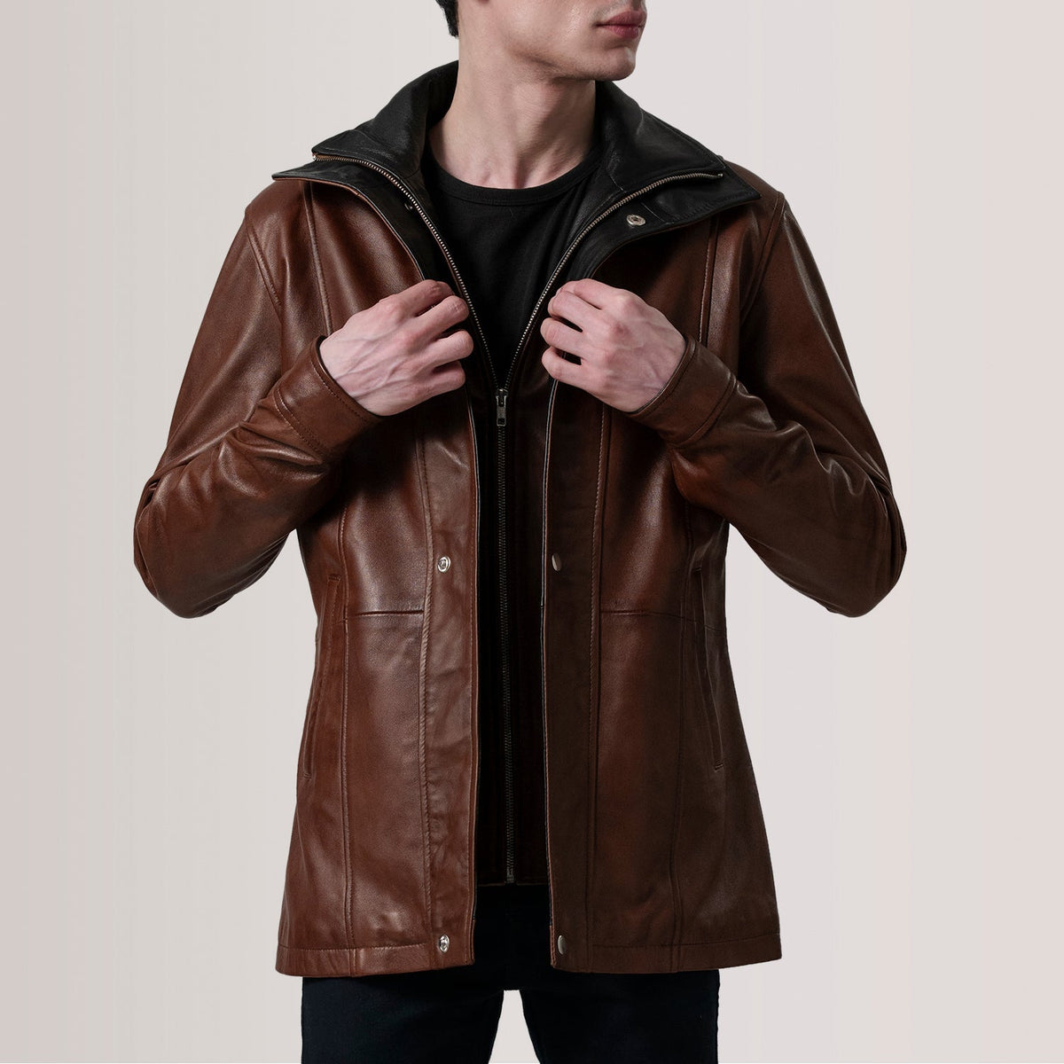Connor 가죽 롱 코트 남성용 – alternate product view 5