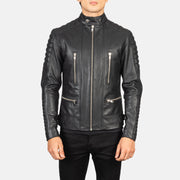 
클로즈업 상세 of Band with Snap Button & Zipper Hardware on Damian Grey Suede Biker Jacket