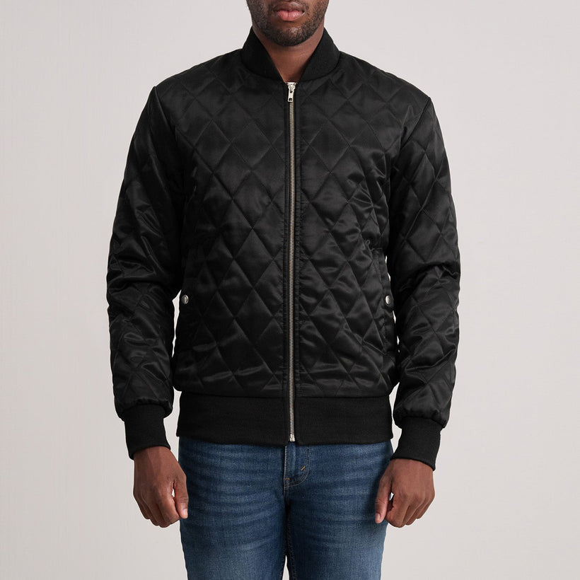 Danson Quilted 블랙 Varsity 가죽 자켓 남성용
