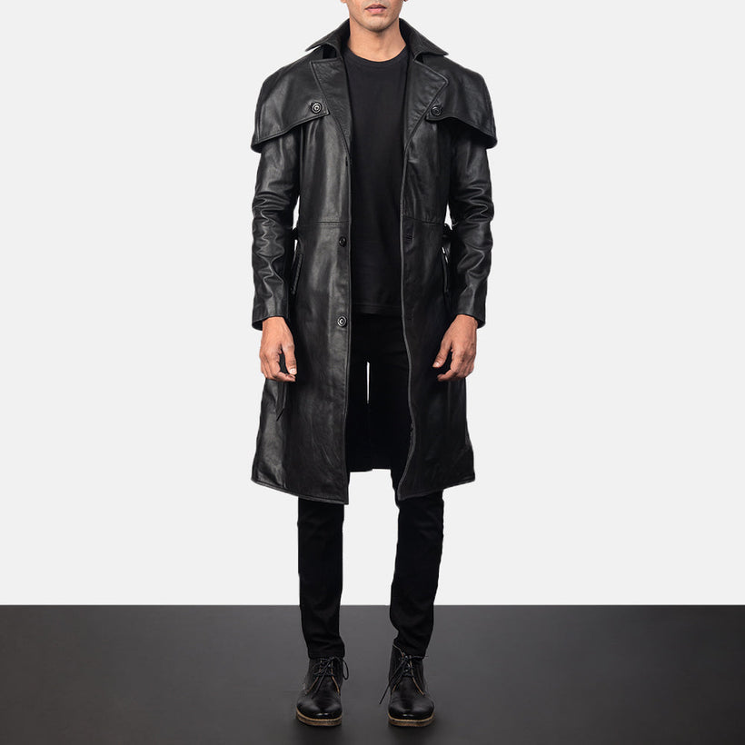 Deux 블랙 Leather Duster 남성용