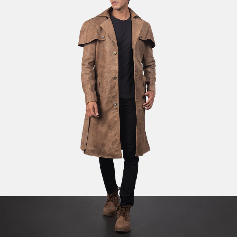 Deux 브라운 Leather Duster 남성용