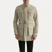 Dolf Off-White 스웨이드 자켓 남성용 in Off-White Cowhide Suede - Front Profile View &amp; Tailored Silhouette | Buy Online