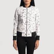 Women's Donna Blake 화이트 가죽 봄버 자켓 여성용 in White Sheepskin Dip &amp;Amp; Dye - Front Profile View &amp; Tailored Silhouette | Buy Online