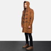 
Khaki Synthetic Wool Trench Coat - 어깨 라인과 깔끔한 밑단이 돋보이는 뒷면 뷰