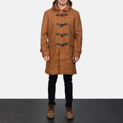 
클로즈업 상세 of Shirt with Removable Hood & Toggle Buttons with Placket & Zipper Hardware on Drake Khaki Wool Duffle Coat