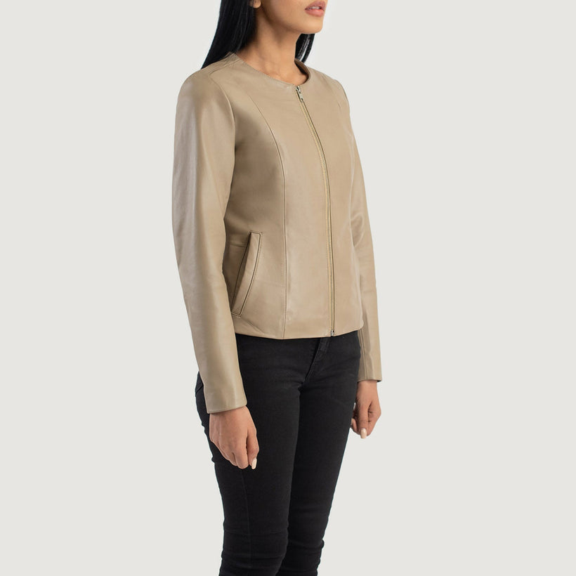 Elixir Collarless 가죽 자켓 여성용