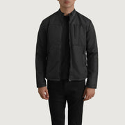 Elliot 블랙 Lightweight 가죽 자켓 남성용 in Black Full-Grain Leather - Front Profile View &amp; Tailored Silhouette | Buy Online