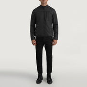 Elliot 블랙 Lightweight 가죽 자켓 남성용 - Lateral Side Profile View Showing Sleeve Cut &amp; Athletic Taper Fit