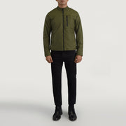 Elliot Green Lightweight 가죽 자켓 남성용 - Lateral Side Profile View Showing Sleeve Cut &amp; Athletic Taper Fit