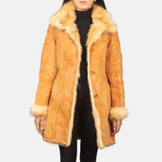 
Erica Beige Leather Coat in Distressed Beige Goatskin Suede - 정면 스타일 및 테일러드 실루엣 | 공식 온라인 스토어 구매