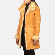 
Distressed Beige Goatskin Suede Leather Coat - 어깨 라인과 깔끔한 밑단이 돋보이는 뒷면 뷰